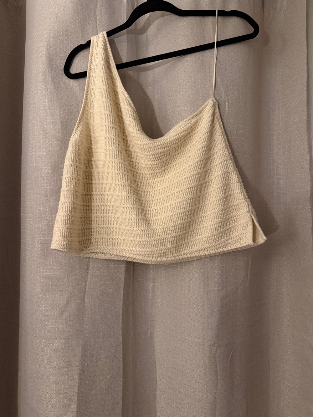 American Eagle Outfitters Cream Knit One-Shoulder Camisole